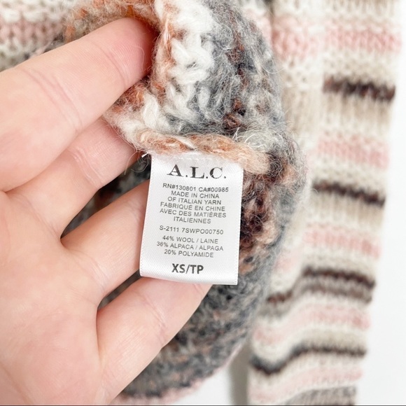 A.L.C. Selena Striped Turtleneck Sweater Wool Alpaca Knit XS Cream Casual Soft - Picture 5 of 6